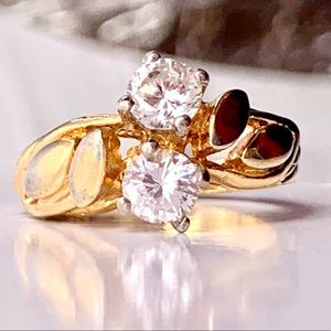 Vintage CZ 18K Gold Electroplated Ring Sz 5
